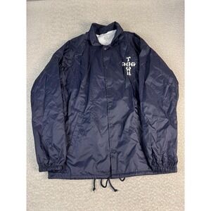 Dogtown Jacket Mens XL Navy Blue Nylon Coach Windbreaker Skate Graphic Logo